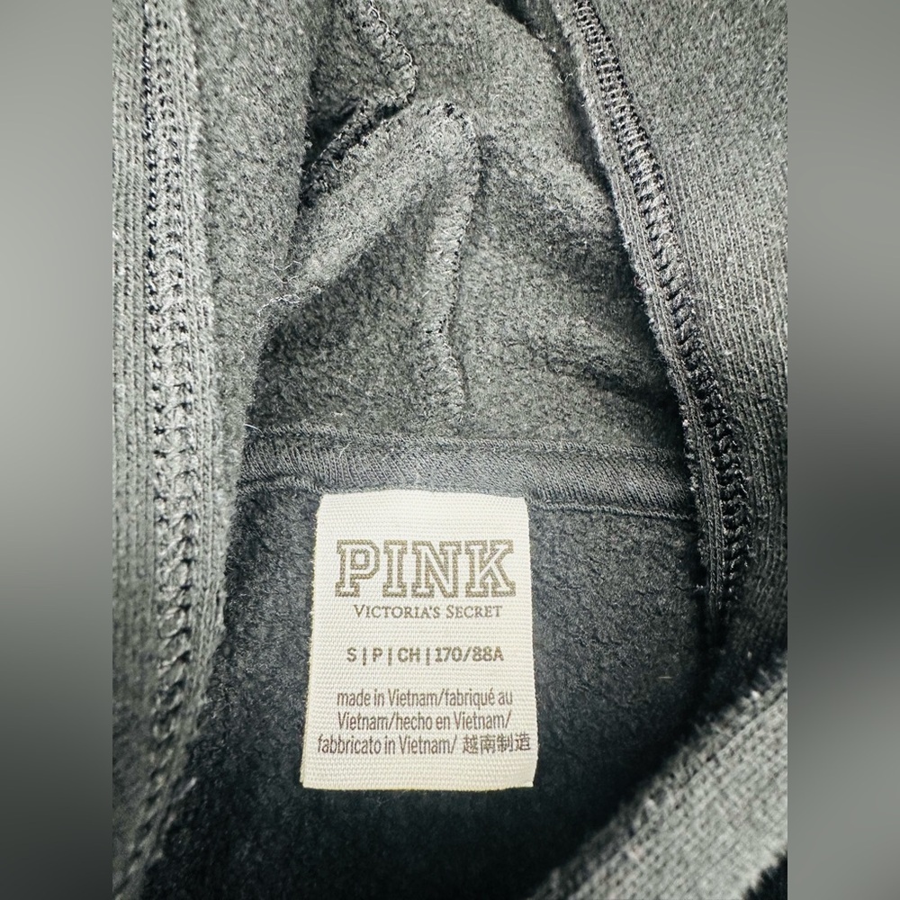PINK Victoria’s Secret Black Pullover Hoodie Sweatshirt Size Small - Picture 9 of 10